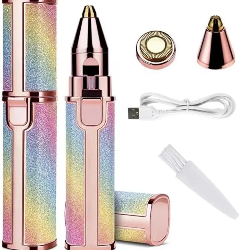 2-in-1 Rechargeable Women’s Facial Hair Remover – LED Precision Trimmer