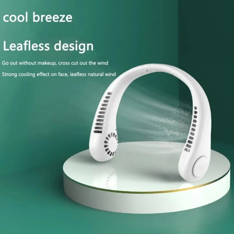 Portable Leafless Neck Fan – 360° Hands-Free Cooling Rechargeable Fan