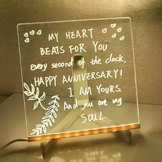 Colorful LED Writing Board Acrylic Message Board With USB Erasable Lights | 6x6 Inches