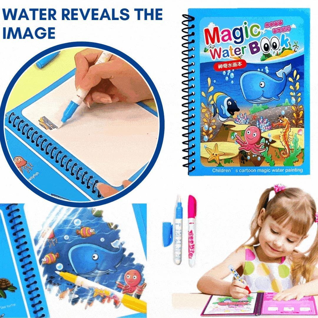 Magic Water Coloring Book for Kids | Reusable Water Drawing Book | Mess-Free Educational Painting Book (Ages 2+)