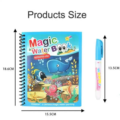 Magic Water Coloring Book for Kids | Reusable Water Drawing Book | Mess-Free Educational Painting Book (Ages 2+)