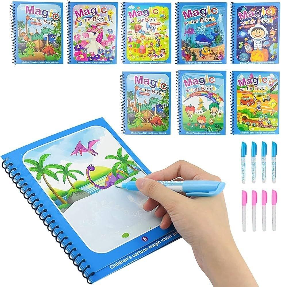 Magic Water Coloring Book for Kids | Reusable Water Drawing Book | Mess-Free Educational Painting Book (Ages 2+)