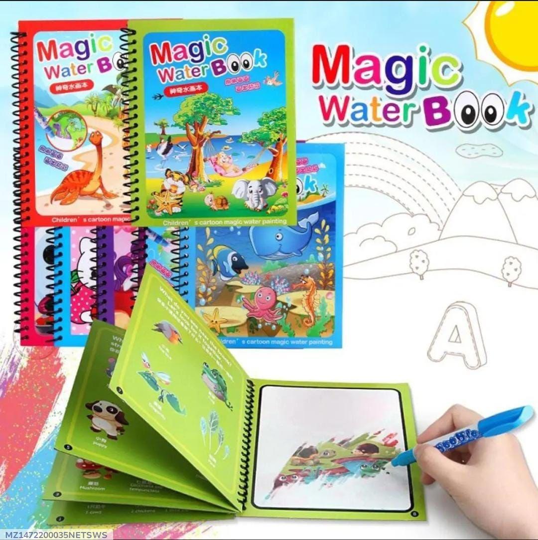 Magic Water Coloring Book for Kids | Reusable Water Drawing Book | Mess-Free Educational Painting Book (Ages 2+)