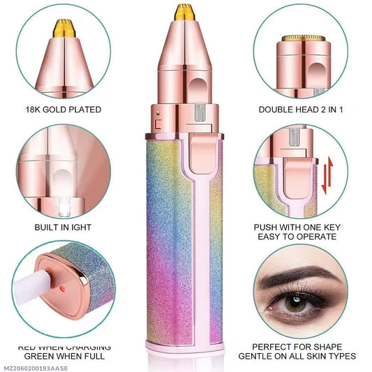 2-in-1 Rechargeable Women’s Facial Hair Remover – LED Precision Trimmer