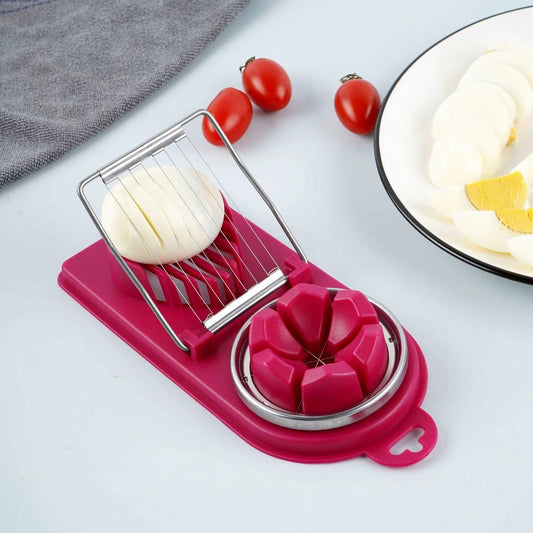 2-in-1 Dual Function Egg Slicer – Stainless Steel Wire Hard Boiled Egg Cutter for Perfect Slices & Wedges, Kitchen Salad Gadget Tool