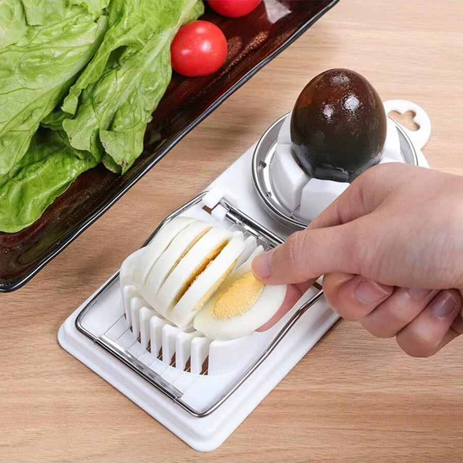 2-in-1 Dual Function Egg Slicer – Stainless Steel Wire Hard Boiled Egg Cutter for Perfect Slices & Wedges, Kitchen Salad Gadget Tool