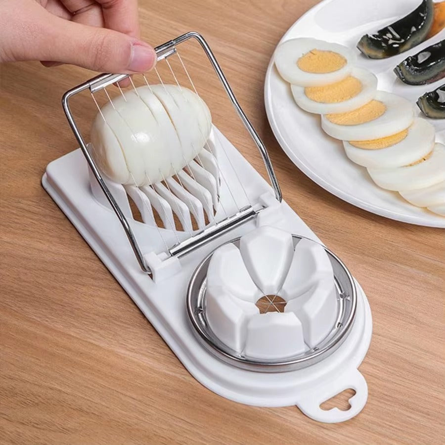 2-in-1 Dual Function Egg Slicer – Stainless Steel Wire Hard Boiled Egg Cutter for Perfect Slices & Wedges, Kitchen Salad Gadget Tool