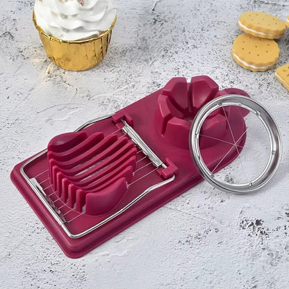 2-in-1 Dual Function Egg Slicer – Stainless Steel Wire Hard Boiled Egg Cutter for Perfect Slices & Wedges, Kitchen Salad Gadget Tool