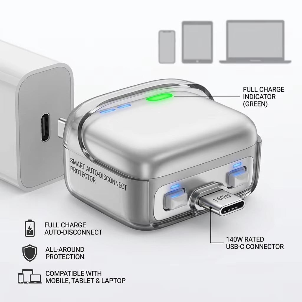 140W Smart Full Charge Separator Type-C Charging Adapter Overcharge protection Auto power-off for Type-C devices